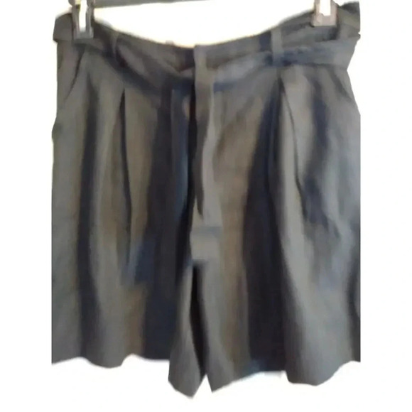 Just Fab Linen Shorts Tie Belt Black Sz M Waist 34" Inseam 9 - Picture 1 of 6